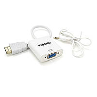 Конвертер VEGGIEG H-V2W HDMI (папа) на VGA(мама) + Audio, 25cm, White, Пакет(17450#)