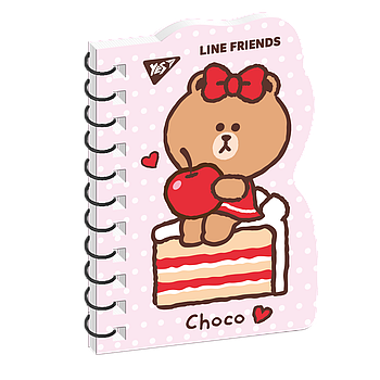 Блокнот В7 60 аркушів подв спіраль Line Friends Choco клітинка YES (151808)