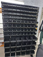 Стеллаж в автосервис 1800мм 96 ящиков ТИП 1, стеллаж для метизных контейнеров, черные ящики П/С