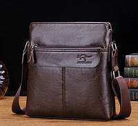 Качественная мужская сумка планшетка Кенгуру, сумка-планшет на плечо для мужчин Темно-коричневый "Lv"