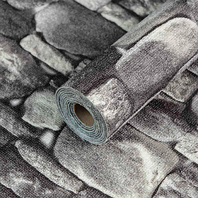 Самоклеючі шпалери в рулонах з термоізоляцією під камінь 2800х450х1,5 мм, Сірий камінь (JC 02)