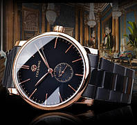 Мужские механические наручные часы Forsining S1164 люкс качество механика оригинал Черные с черным "Lv"