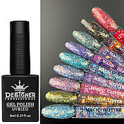 Гель-лак для нігтів Magic glitter Дизайн з пластівцями хамелеон різного розміру, 9 мл