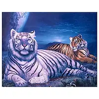 Алмазная вышивка животные Мозаика круглыми стразами Тигры 30х40 см Рисование камнями GLD61407