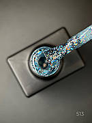Гель-лак для нігтів Magic glitter Дизайн з пластівцями хамелеон різного розміру, 9 мл Блакитний №513