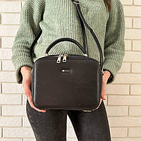 Классическая женская сумочка на плечо каркасная черная, мини сумка для девушек "Lv"