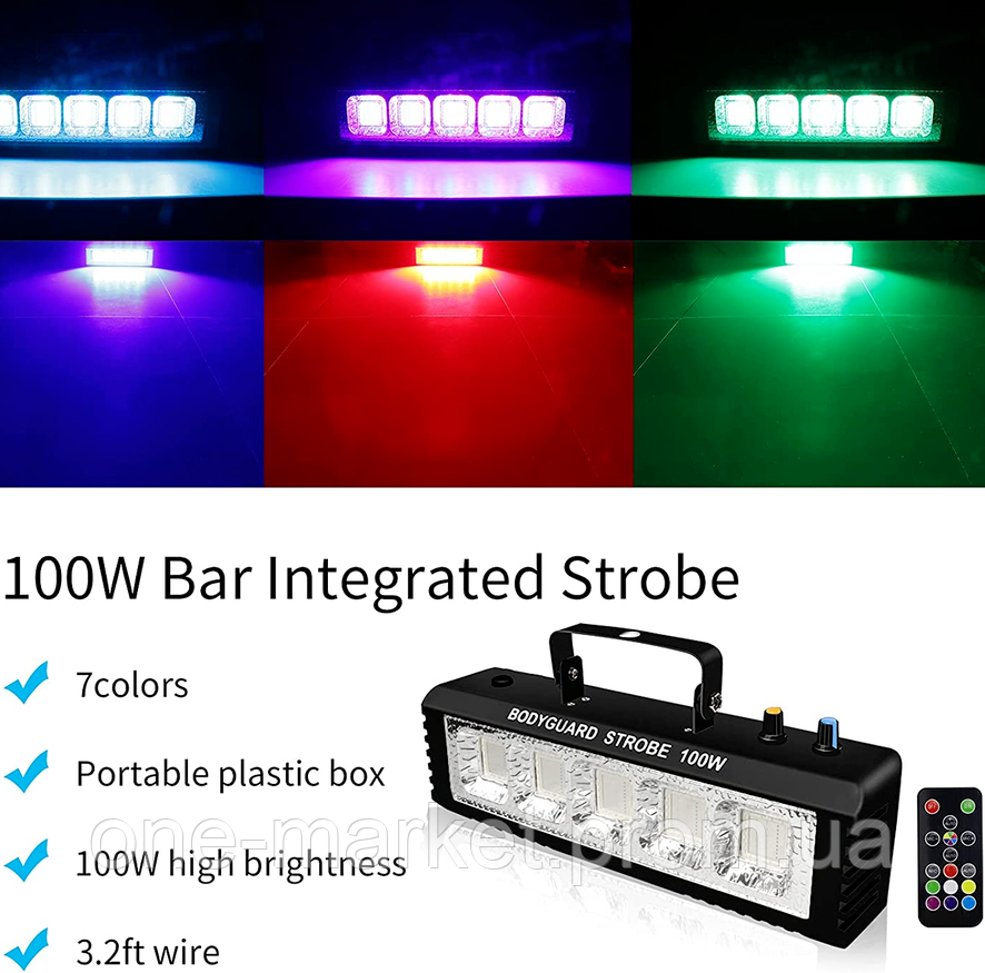 LED RGB Стробоскоп 100 Вт Светодиодный прожектор с пультом ДУ - фото 2 - id-p2071744193