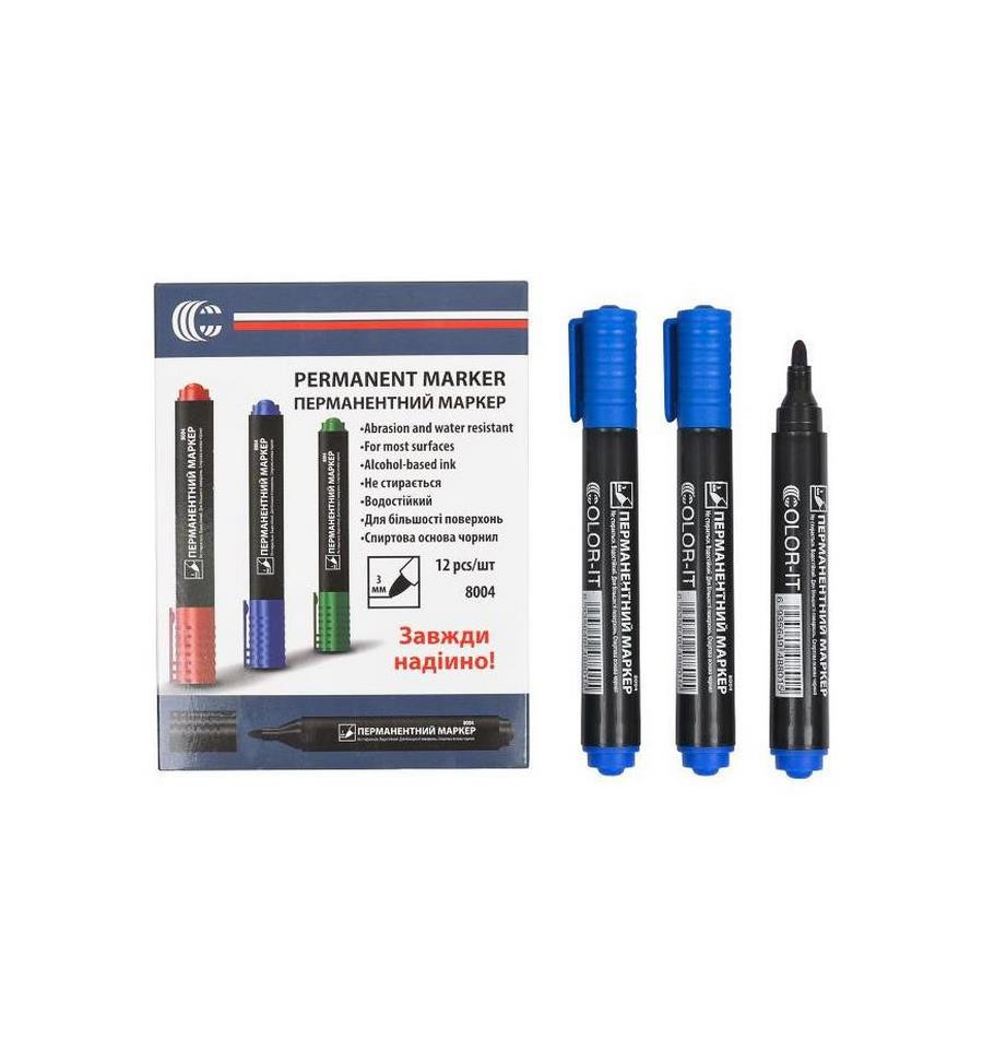 Маркер синій COLOR-IT 8004(Blue) Diamont "C" в упаковці 12 шт, фото 1