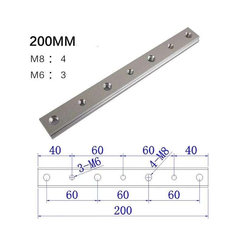 Т-подібний ковзний блок ковзний паз 200 мм M6/M8 T трек блок для рейки гвинтовий слот гайка кріплення