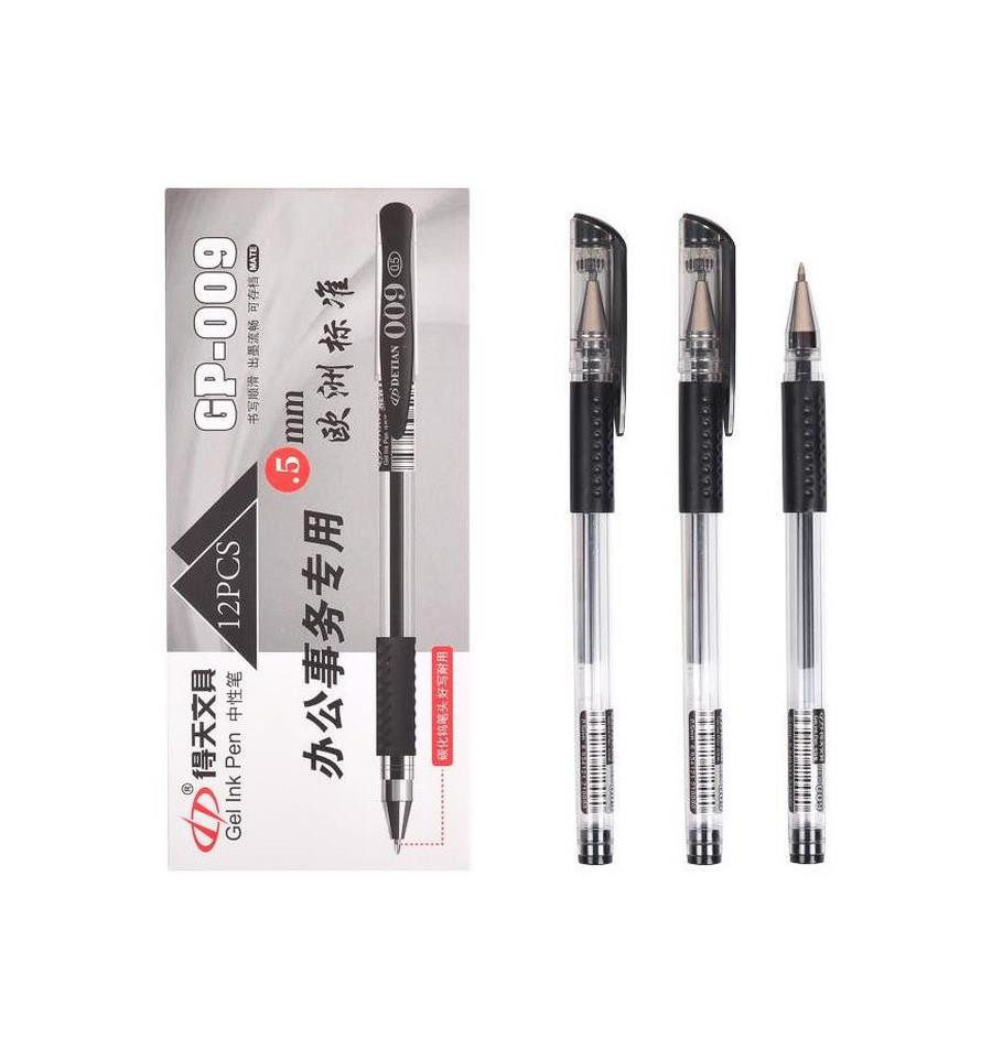 Ручка чорна гелева COLOR-IT DT-009 упаковка 12 шт, фото 1