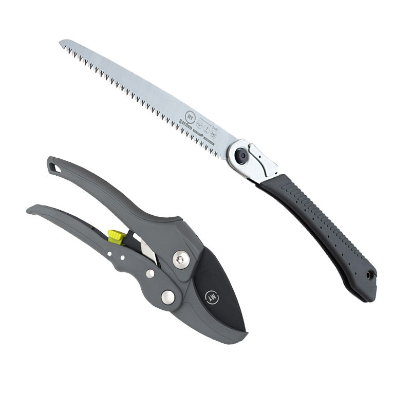 Набрір Пилка садова складна 7 TPI, 240 мм та Секатор храповий Flo 190мм, макс 20мм, фото 1