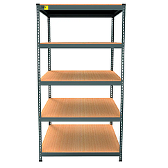 Металевий складський стелаж Emby Light Series (розмір 1800х900x600мм) 5 полиць ДСП до 100кг Чорний