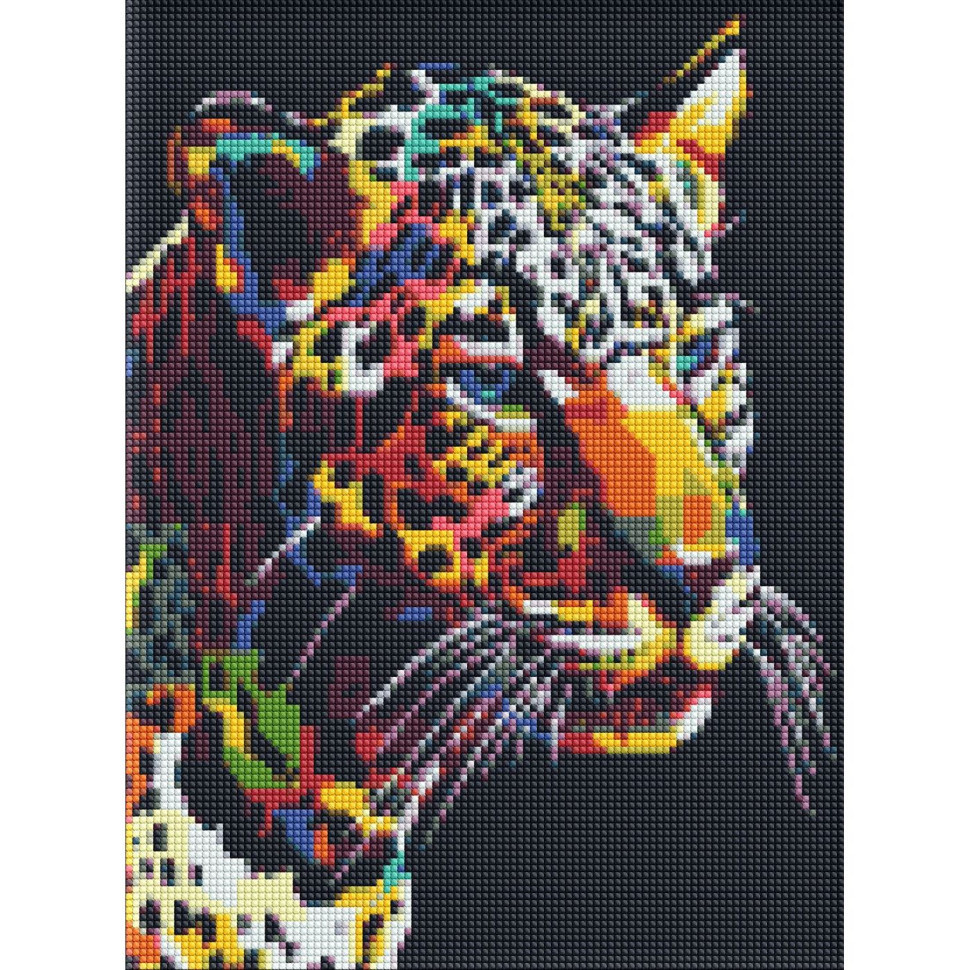 Алмазна мозаїка mebelime "Ягуар поп-арт" Ідейка AMO7214 30х40 см, фото 1