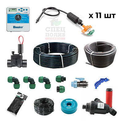 Верхній полив в теплиці 8х25 м, комплект з автоматикою для поливу та зволоження, мікрополив в теплиці