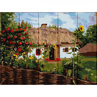 Картина по номерам на дереве "Домик в деревне" от LamaToys