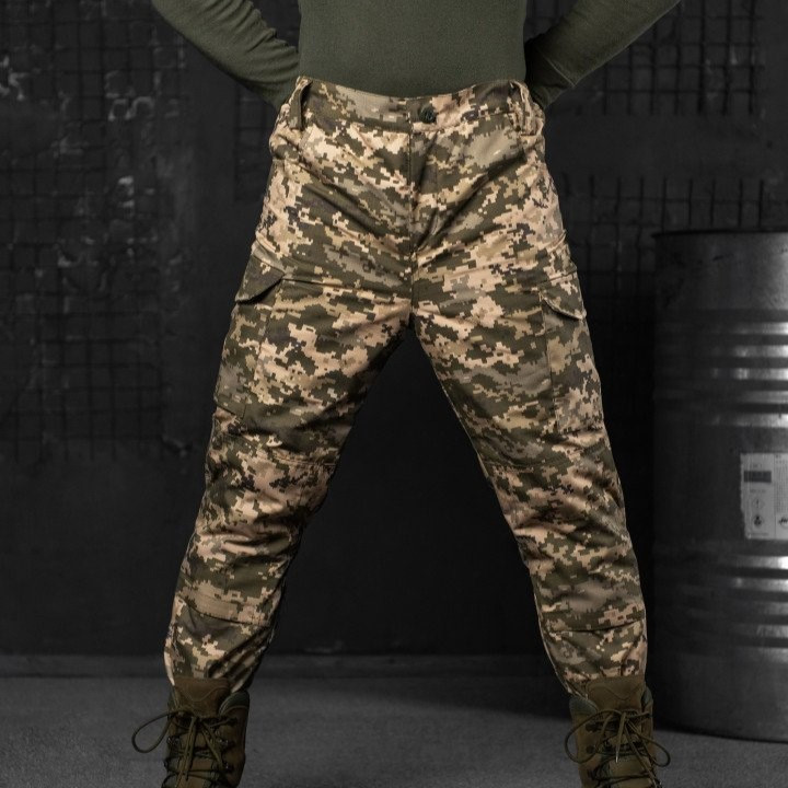 Армейские брюки пиксель рип-стоп Necron Gold, тактические штаны с подкладкой Omni-Heat и утеплителем - фото 1 - id-p2071773286