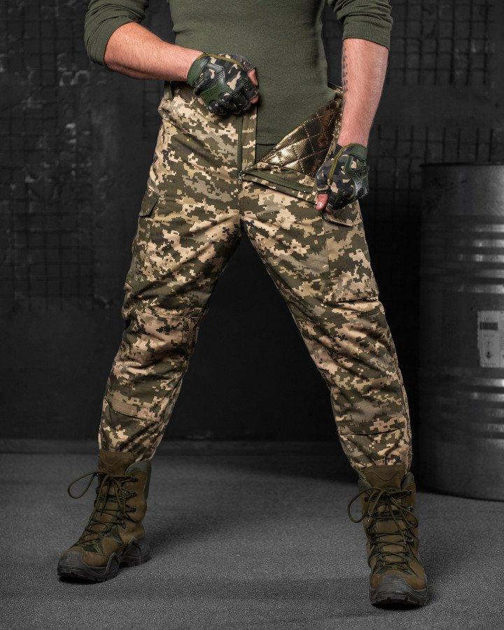 Армейские брюки пиксель рип-стоп Necron Gold, тактические штаны с подкладкой Omni-Heat и утеплителем - фото 7 - id-p2071773286