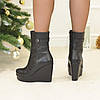 Черевики чорні жіночі шкіряні на стійкій платформі, фото 2