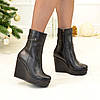 Черевики чорні жіночі шкіряні на стійкій платформі, фото 4