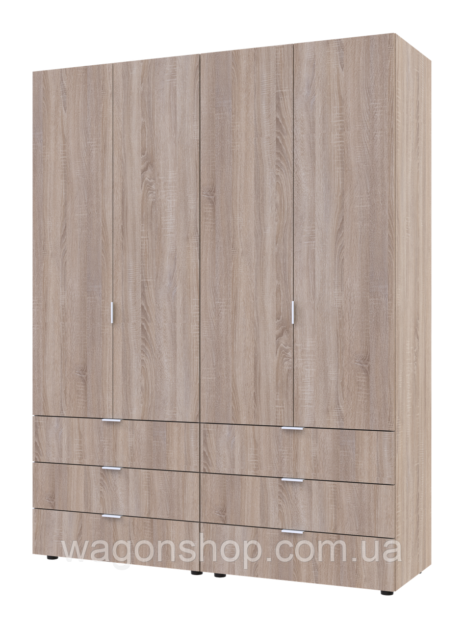 Розпашна Шафа для одягу Doros Гелар комплект Cонома 2+2 ДСП 155х49,5х203,4 (42002123), фото 1
