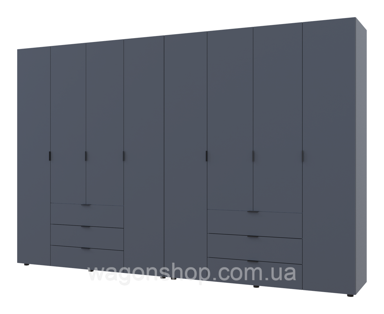 Розпашна Шафа для одягу Doros Гелар комплект Графіт 4+4 ДСП 310х49,5х203,4 (42002130), фото 1