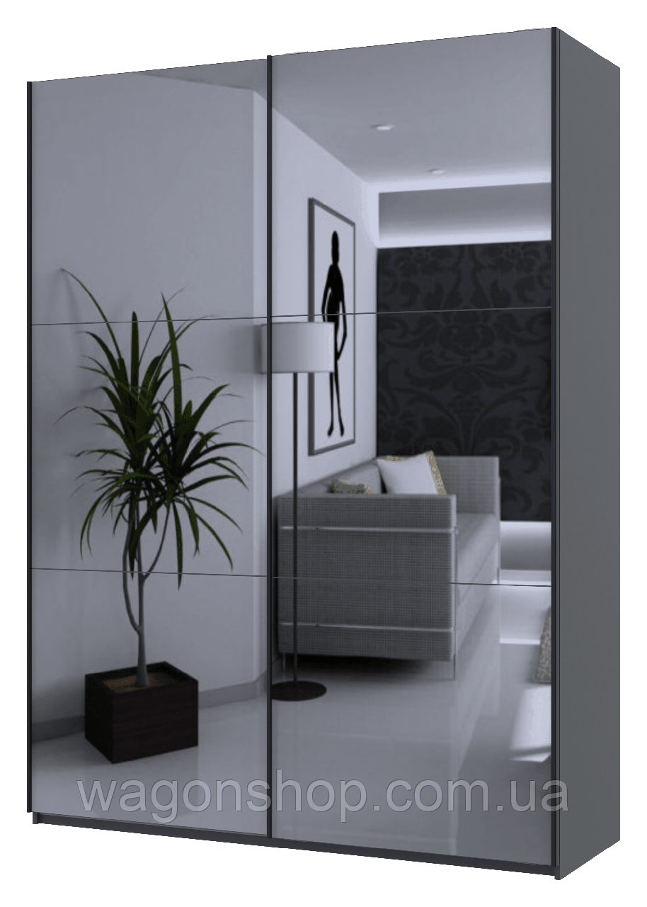 Шафа купе Doros G-Caiser Графіт 2 Дзеркала 180х60х240 (42005012), фото 1