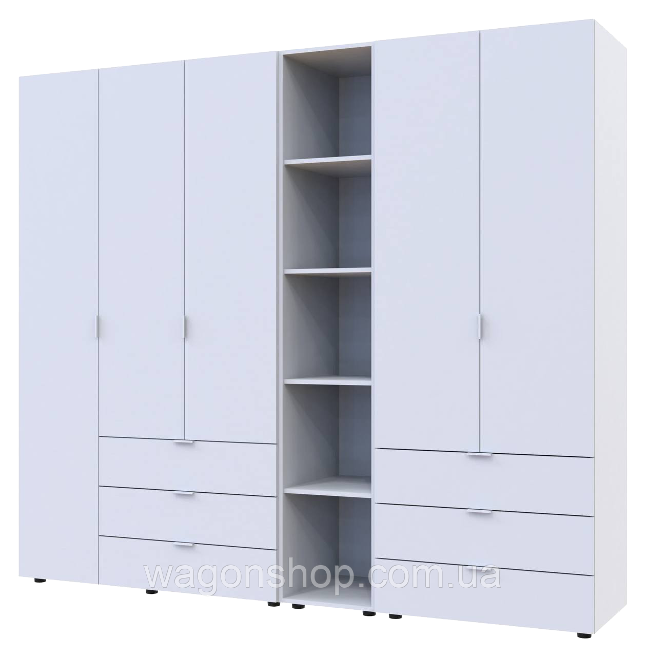 Комплект Doros Гелар з Етажеркою Білий  2+3 ДСП 231.9х49.5х203.4 (42005032), фото 1