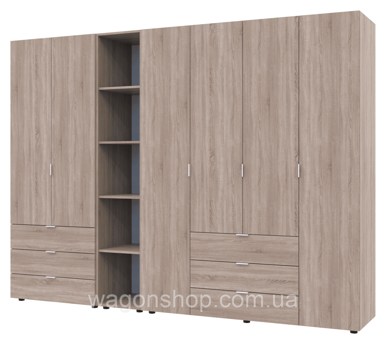 Комплект Doros Гелар з Етажеркою Дуб Сонома 2+4 ДСП 270.7х49.5х203.4 (42005051), фото 1