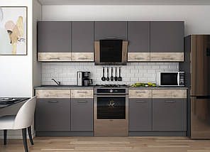 Кухня Лея Doros 2.6 м  Графіт/Клондайк ДСП 260х60х250