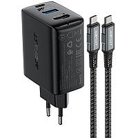 МЗП Acefast A17 PD65W GaN (1USB-A/1C/1HDMI) + кабель Type-C to Type-C Black
