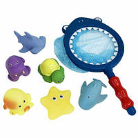 Игровой набор для купания "Сачок акула", 6 игрушек от LamaToys