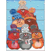 Картина по номерам на дереве "Зимние котики" 30х40 см от LamaToys
