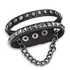 Браслет із заклепками пірамідками та ланцюжком BKZ025