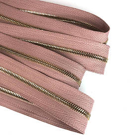 Блискавка рулонна металева двостороння Т5 рожевий золото