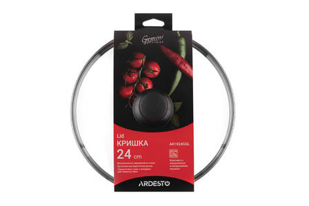 Кришка Ardesto Gemini Gourmet 24 см, скло, неіржавка сталь, бакеліт, фото 3