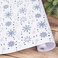 Упаковочная бумага "синие снежинки" 70см 10м