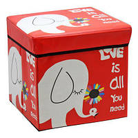 Корзина-пуфик для игрушек "Слон" (красный) от LamaToys