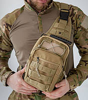 Мужская тактическая сумка-рюкзак на плечо 6л (Койот) «D-s»