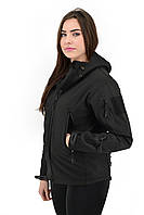 Тактическая женская куртка Eagle Soft Shell с флисом Black «D-s»