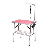 Триммерный столик Blovi 81x52см с штангой и корзиной для аксессуаров, высота 78см - Розовый