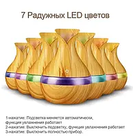 Ультразвуковой увлажнитель воздуха аромадиффузор Humidifier Ultrasonic Aroma с LED подсветкой, коричневый