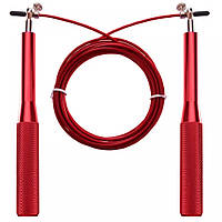Скакалка швидкісна Кроссфіт з підшипником та сталевим тросом з алюмінієвими ручками CIMA червоний