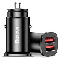 Зарядное устройство в авто Baseus Square Metal 30W Quick Charge 3.0 2USB 5A Black (CCALL-DS01)