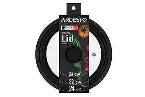 Кришка універсальна Ardesto Black Mars Smart 20/22/24 см, скло, силікон, фото 4