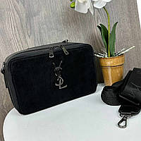 Женская черная мини сумочка клатч, замшевая мини сумка на цепочке YSL для девушки