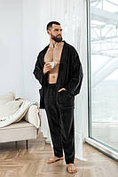 Чоловічий піжамний домашній костюм-двійка халат і штани стильні костюми в піжамному стилі для дому та сну