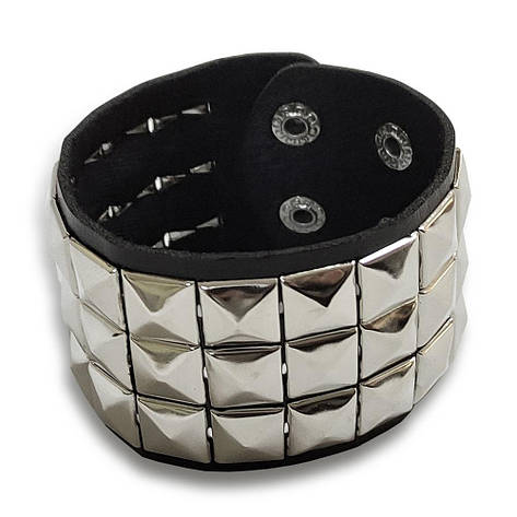 Браслет пірамідки три ряди сріблясті BKZ026, фото 1