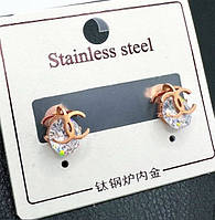 Серьги брендовые из медицинского золота Stainless Steel, Xuping позолоченные