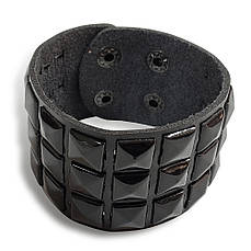 Браслет пірамідки три ряди чорні BKZ027