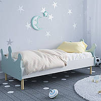 Дитяче ліжко (Корона) колір блакитний (ніжки дерев'яні) MD-1210